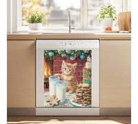 Cxdvotvy Dishwasher Magnet Cover Christmas Cat Printed Kitchen Dishwasher Magnetic Sticker Reusable Refrigerator Magnet Cover for The Front Fridge Panel Decal Pad