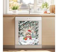 Cxdvotvy Dishwasher Magnet Cover Christmas Cat Tree Printed Kitchen Dishwasher Magnetic Sticker Reusable Refrigerator Magnet Cover for The Front Fridge Panel Decal Pad
