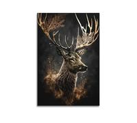 CXEEUDFFN Colorful Deer Poster at Night Poster Decorative Painting Canvas Wall Posters And Art Picture Print Modern Family Bedroom Decor Posters 20x30inch(50x75cm)
