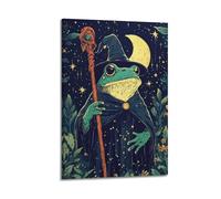 CXEEUDFFN Frog Wizard Fantasy Poster Under The Starry Sky Poster Decorative Painting Canvas Wall Posters And Art Picture Print Modern Family Bedroom Decor Posters 08x12inch(20x30cm)