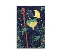 CXEEUDFFN Frog Wizard Fantasy Poster Under The Starry Sky Poster Decorative Painting Canvas Wall Posters And Art Picture Print Modern Family Bedroom Decor Posters 12x18inch(30x45cm)