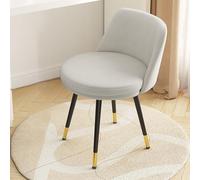 CXEGCCUF Makeup Vanity Chair, Modern Accent Dining Chairs Upholstered Computer Desk Chair Ergonomic Backrest Leather, For Living Room Bedroom Restaurant (Color : Light gray, Size : Legs-bla