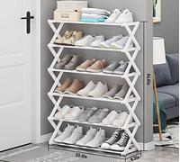 CXEGCCUF Plastic foldable shoe rack Multifunctional Free Standing Shoe Shelf Storage Multi-Layer Simple Storage Organizer Without Assembly for Entryway Bedroom Closets(23.4" Wx8.2 Dx34.6H, 6tiers)
