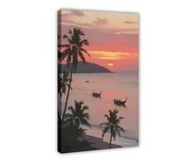 CXGFEFFG Aerial, Thailand, Beach, Sunset, Boat, Coconut2 Canvas Poster Wall Art Decor Print Picture Paintings for Living Room 20x30inch(50x75cm)