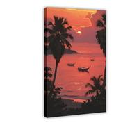 CXGFEFFG Aerial, Thailand, Beach, Sunset, Longboat, Coconut Canvas Poster Wall Art Decor Print Picture Paintings for Living Room 08x12inch(20x30cm)