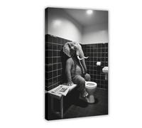 CXGFEFFG B&W Elephant Reading-2 Canvas Poster Wall Art Decor Print Picture Paintings 24x36inch(60x90cm)