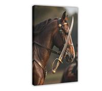 CXGFEFFG Horse in Cavalry Uniform with Sword. Canvas Poster Wall Art Decor Print Picture Paintings for Living Room 12x18inch(30x45cm)