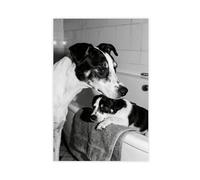 CXGFEFFG Puppy, Bathtub, Towel, Monochrome, Ceramic, Home Canvas Poster Bedroom Decor Gift 20x30inch(50x75cm)