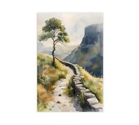 CXGFEFFG Sycamore Gap Watercolor Painting Canvas Poster Bedroom Decor Landscape 16x24inch(40x60cm)