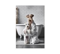 CXGFEFFG Wire Fox Terrier Bathroom Wall Art, Bathroom Kids Art Canvas Poster Bedroom Decor Landscape 12x18inch(30x45cm)