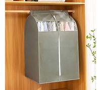 CXGFRGH Garment Bag, Large 2 pcs Non-woven Dress Covers and Clear Window Hanging Clothes Storage Bag Three-dimensional Easy Wa(Gray,M)