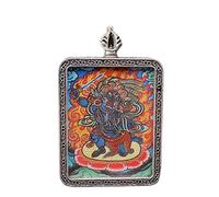 CXGFRGH Thangka Pendant, Buddha Pendant Necklace Buddhist Thangka Long Praying Handmade Braided Rope Chain