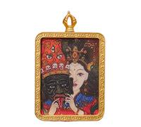 CXGFRGH Thangka Pendant, Buddha Pendant Necklace Buddhist Thangka Long Praying Handmade Braided Rope Chain