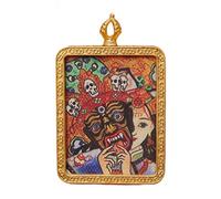 CXGFRGH Thangka Pendant, Buddha Pendant Necklace Buddhist Thangka Long Praying Handmade Braided Rope Chain