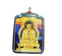 CXGFRGH Thangka Pendant, Tibetan hand-painted thangka Nepal Buddhism Pendant Necklaces silver Amulet Chinese Style Maitreya Necklace Buddha brand