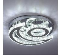 CXGLEAMING 15.7" Modern Crystal Chandelier Ceiling Lights Living Room LED Light Fittings Ceilings Flush Mount Pendant Lamp for Bedrrom Kitchen Hallway,Moon Shaped Cool White(6500K)