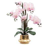 CXGS Artificial Orchid Flower Plant 20.9'' Real Touch Faux Orchids in Ceramic Vase Pink Fake Phalaenopsis Flower Arrangement Silk Orchids with Stems for Centerpiece Table Home Indoor Decor