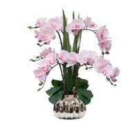 CXGS Artificial Orchid Flower Real Touch Faux Orchids in Ceramic Vase Large 22.9'' Fake Flowers Pink Phalaenopsis Floral for Home Indoor Decor