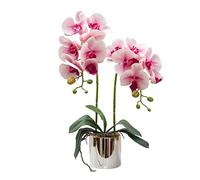 CXGS Artificial Orchid Flowers Light Pink Faux Orchids with Ceramic Vase Vivid Fake Phalaenopsis Flower Arrangement Gorgeous Artificial Plants for Wedding Party Exhibition Center Home Decor