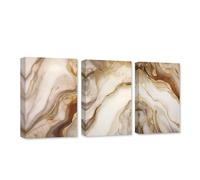CXHOSTENT 3 Pieces Abstract Marble Canvas Wall Art Brown and Gold Wall Decor Marble Texture Pictures Print Living Room Decor Frame (Abstract - 1, 28x35cmx3Pcs)