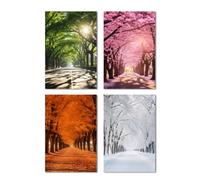 CXHOSTENT 4 Seasons Canvas Wall Art Spring Summer Autumn Winter Four Seasons Picture Prints Colorful Tree Forest Landscape Painting Home Decor Framed (Landscape-1, 40.00 x 60.00 cms x 4PCS)