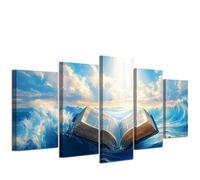 CXHOSTENT 5 Piece Holy Bible Wall Art Christian Pictures Wall Decor Religious Canvas Print God Poster Office Prayer Room Decor Framed (20x35cmx2 20x45cmx2 20x55cmx1)