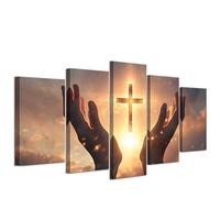 CXHOSTENT 5 Piece Holy Bible Wall Art Christian Pictures Wall Decor Religious Canvas Print God Poster Office Prayer Room Decor Framed (40x60cmx2 40x80cmx2 40x100cmx1)