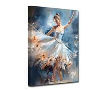CXHOSTENT Abstract Girl Canvas Wall Art Ballet Girl Picture Wall Decor Elegant Ballerina Painting for Bedroom Dance Room Decor Framed (A-4, 30.00 x 45.00 cms)