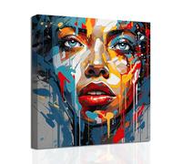 CXHOSTENT Abstract Woman Face Canvas Wall Art Graffiti Woman Portrait Pictures Prints Abstract Face Painting Colorful Girls Poster for Room Decor (Abstract Woman-3, 60.00 x 60.00 cms)