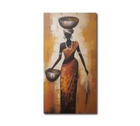 CXHOSTENT Africa American Canvas Wall Art Abstract Indian Woman Painting Prints Vintage Ethnic Ancient Tribe Lady Dancers Picture for Girl Room Decor (B, 50.00 x 100.00 cms)