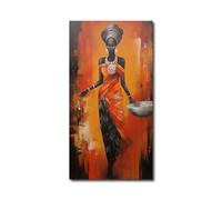 CXHOSTENT Africa American Canvas Wall Art Abstract Indian Woman Painting Prints Vintage Ethnic Ancient Tribe Lady Dancers Picture for Girl Room Decor (A, 30.00 x 60.00 cms)