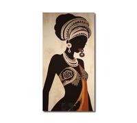 CXHOSTENT Africa American Canvas Wall Art Indian Woman Painting Prints Dancing Girl Vintage Ethnic Ancient Tribal Picture Abstract Black Girl Wall Decor (A, 30.00 x 60.00 cms)