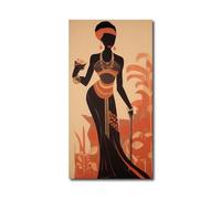 CXHOSTENT Africa American Canvas Wall Art Indian Woman Painting Prints Dancing Girl Vintage Ethnic Ancient Tribal Picture Abstract Black Girl Wall Decor (C, 30.00 x 60.00 cms)