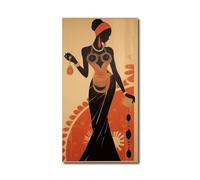 CXHOSTENT Africa American Canvas Wall Art Indian Woman Painting Prints Dancing Girl Vintage Ethnic Ancient Tribal Picture Abstract Black Girl Wall Decor (B, 30.00 x 60.00 cms)