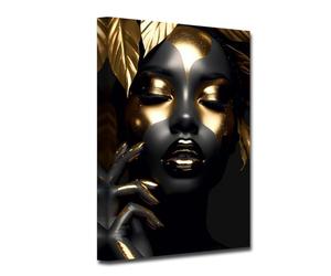 CXHOSTENT African American Canvas Wall Art Black and Gold Women Portrait Painting Golden Print Abstract Black Girl Picture African Black Art Wall Decor (Gold Women-2, 40.00 x 60.00 cms)