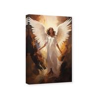 CXHOSTENT Angel Wall Art - White Wings Canvas Print, Abstract Girl Painting, Modern Artwork for Living Room, 40.00 x 60.00 cms