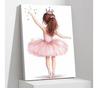 CXHOSTENT Ballet Girl Wall Art Pink Nursery Pictures Dancing Girl Painting Ballerina Canvas Print Ballet Artwork Child Room Dance Room Decor Framed (40.00 x 60.00 cms)