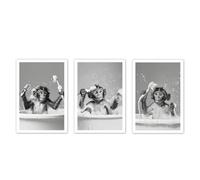 CXHOSTENT Bathroom Animal Wall Art Funny Bathroom Canvas Art 3 Pieces Black and White Animal Pictures Whimsical Poster Restroom Toilet Decor Unframed (30x40cmx3)