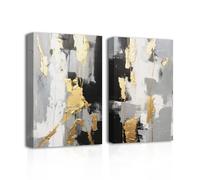 CXHOSTENT Black and Gold Wall Art 2 Pack Abstract Art Wall Decor Marble Pictures Black and Gold Canvas Prints Framed Artwork for Home Decor (Abstract-2, 28.00 x 35.00 cms x 2PCS)