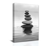 CXHOSTENT Black and White Zen Wall Art Zen Stones in Water Canvas Prints Spa Paintings Bathroom Decor for Spiritual Meditation Yoga Room Frame (Zen-2, 30.00 x 45.00 cms)