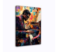 CXHOSTENT Black Jazz Canvas Wall Art Abstract Black Music Painting Prints African American Picture Musical Instruments Artwork for Men Room Decor Framed (Red, 60.00 x 90.00 cms)