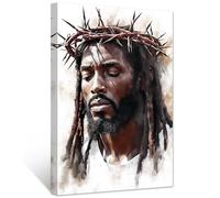 CXHOSTENT Black Jesus Wall Art African American Decor Black Man Christian Pictures Religion Canvas Prints Living Room Church Room Decor Frame (30.00 x 45.00 cms)