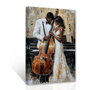 CXHOSTENT Black Music Wall Art Musical Wall Decor Jazz Music Posters African American Canvas Musical Theme Picture Bar Office Living Room Decor Frame (30.00 x 45.00 cms)