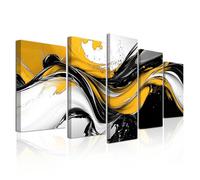 CXHOSTENT Black Yellow Grey Wall Art Large 5 Pieces Abstract Wall Decor Canvas Prints Modern Artwork Living Room Bedroom Office Home Decor Framed (Yellow, 8x14inx2 8x18inx2 8x22inx1)