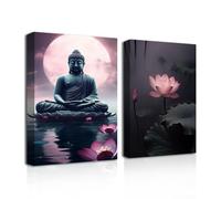 CXHOSTENT Buddha Canvas Wall Art 2 Pieces Buddha Statue Painting with Lotus Flowers Pictures Prints Zen Spa Artwork for Buddhism Prayer Wall Decor (Buddha-4, 28.00 x 35.00 cms x 2PCS)