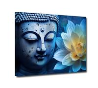 CXHOSTENT Buddha Canvas Wall Art Buddha Statue Painting Lotus Flowers Pictures Prints Zen Spa Artwork for Buddhism Prayer Wall Decor (Buddha-2, 70.00 x 105.00 cms)