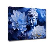 CXHOSTENT Buddha Canvas Wall Art Buddha Statue Painting Lotus Flowers Pictures Prints Zen Spa Artwork for Buddhism Prayer Wall Decor (Buddha-1, 70.00 x 105.00 cms)