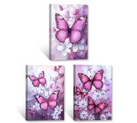 CXHOSTENT Butterfly Canvas Wall Art 3PCS Butterfly and Daisy Decor Animal Pictures Print Insect Poster Living Room Girl's Room Bedroom Decor Framed (28x35cmx3)