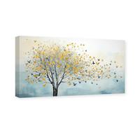 CXHOSTENT Butterfly Tree Canvas Wall Art Gold Butterfly on a Tree Picture Abstract Tree Painting Print Large Living Room Decor Frame (Butterfly Tree - 1, 50.00 x 100.00 cms)