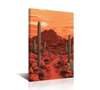 CXHOSTENT Cactus Canvas Wall Art Mexican Picture Tropical Desert Botanical Print Succulent Floral Painting Colorful Southwestern Rustic Wall Decor Framed (Pink, 24L x 16W)